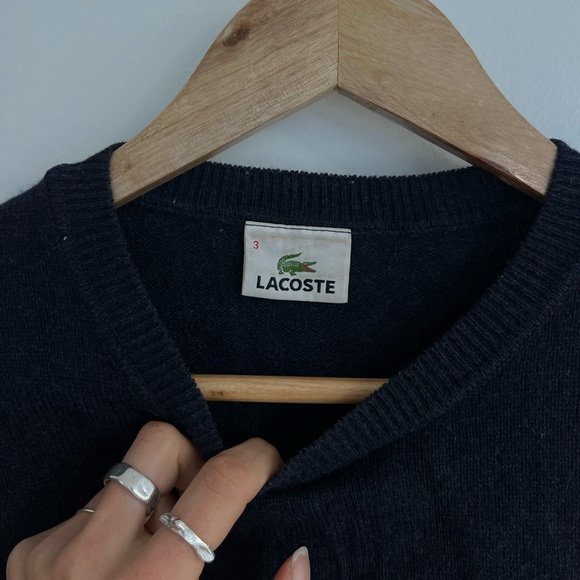 Lacoste Men’s Navy Wool Sweater - Picture 3 of 4